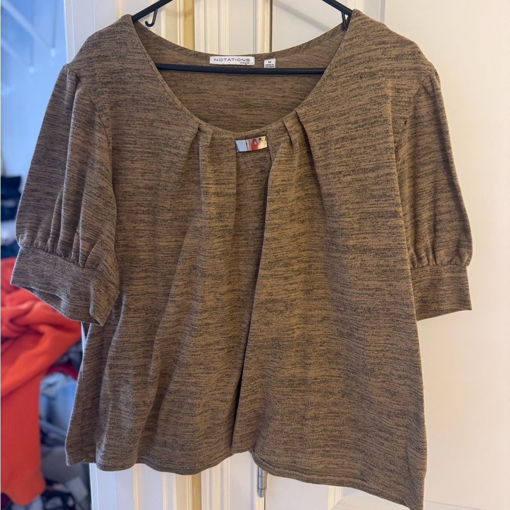 Notations Tan Knit Top